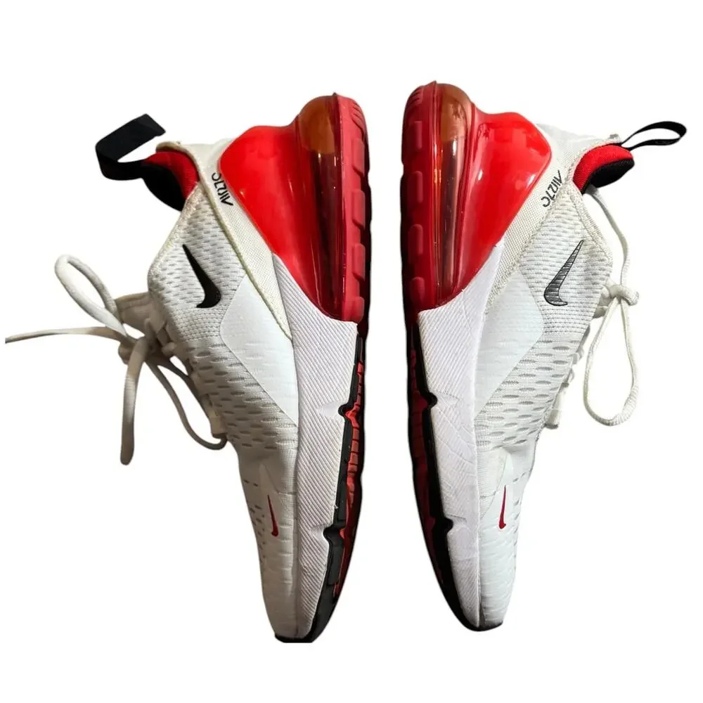 Nike Air Max 270 Sneakers Athletic Shoes Men's 8 White Red Black Mesh Running